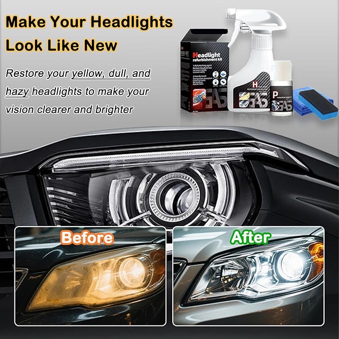 TIEDXIOY Car Headlight Restoration Polishing Kits Headlamp Repair Kits Car Light Polisher Cleaning Kits Ceramic Coating Spray Shiny Stuff Headlight Cleaner-6.3Fl.Oz