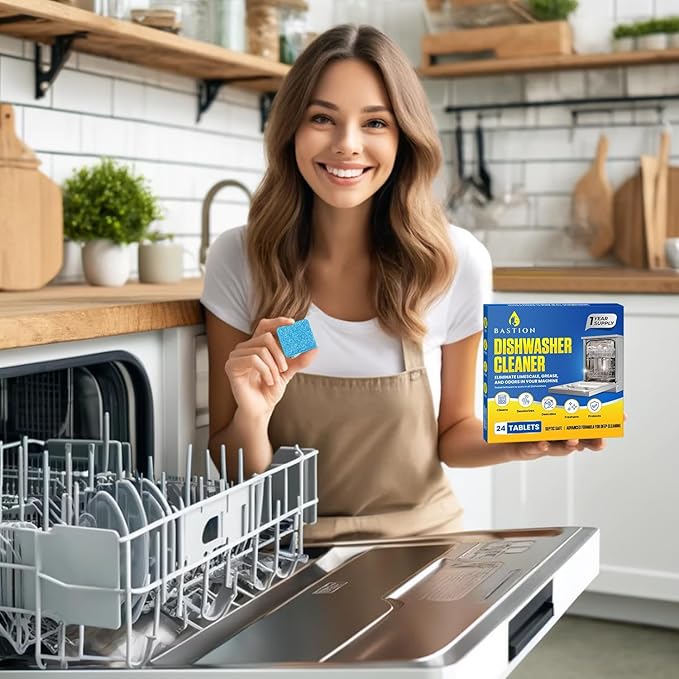 Dishwasher Cleaner Tablets - 24 Tablets (1-Year Supply) Lemon-Scented, Heavy Duty Cleaning Descaler Pods for Dish Washer, Deep Cleans & Maintains Your Dishwashing Machine for Optimal Performance