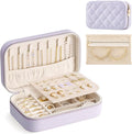 Lolalet Travel Jewelry Case for Women Girls, Travel Jewelry Organizer with Clear Storage Bag Small Portable Jewelry Box for Necklace Bracelet Earring Ring Valentines Bridesmaid Gifts -Medium/Purple