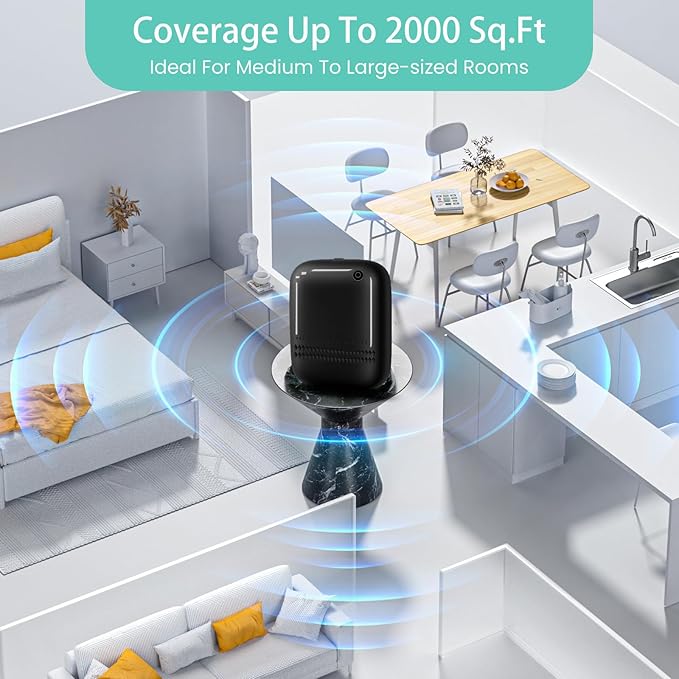 2025 Upgraded 2000 Sq.Ft Coverage HVAC Waterless Essential Oil Diffuser with Bluetooth Control, 400ML Capacity for Whole House, Home, Hotel, Smart Scent Air Machine, Cold Air Tech (No Oils) Black