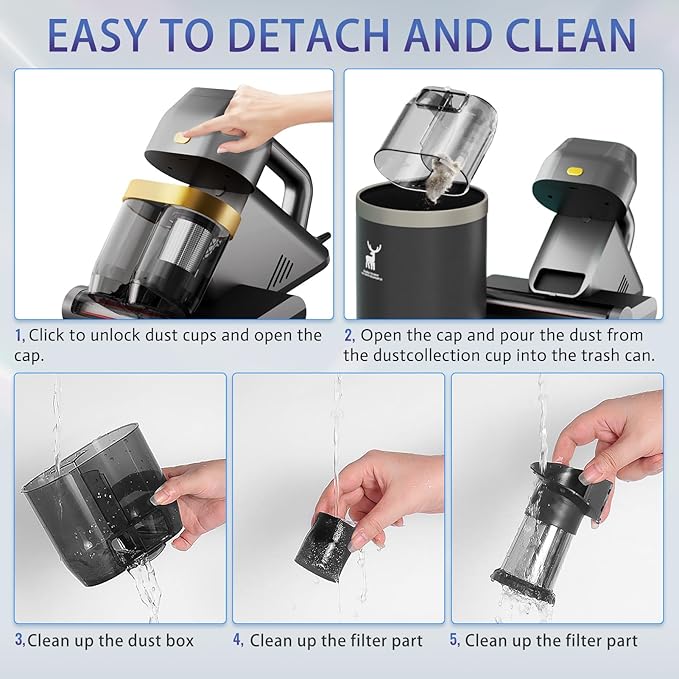 HYNSEN Mattress Vacuum Cleaner, Bed Vacuum Cleaner with UV & Ultrasonic, 16Kpa Suction Handheld Bed Vacuums with High Heating Tech, Effectively Clean Up Bed, Pillows, Sofas, Carpets, 550W