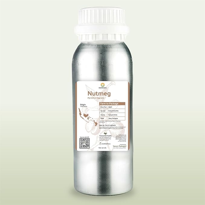 Nutmeg Essential Oil - Direct from Central Java, Indonesia - Pure Essential Oils for Diffusers, Muscle Relief and Aromatherapy | Premium Therapeutic Grade (2lbs)