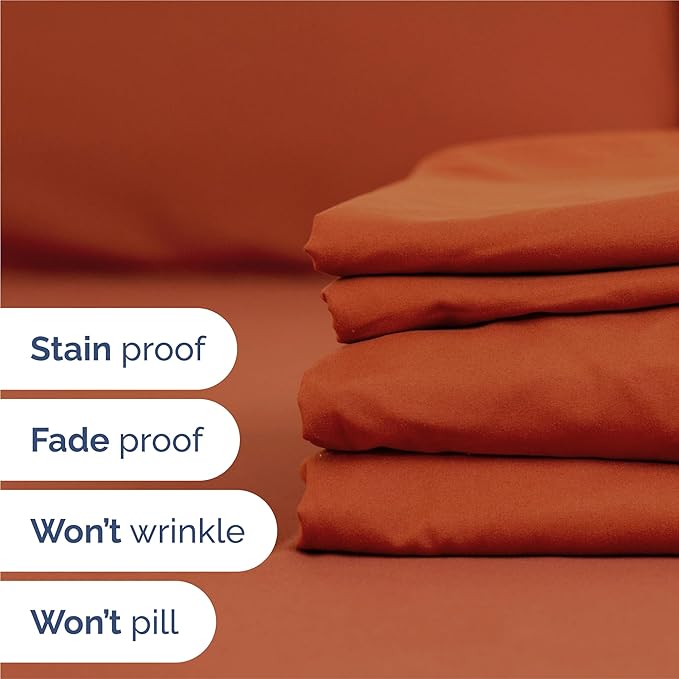 King 6 Piece Sheet Set - Comfy Breathable & Cooling - Ultra-Soft Hotel Luxury Bedding Set with 8-16 Inch Deep Pockets - 1 Flat & 1 Fitted Sheet & 4 Pillowcases - Wrinkle Free & Easy Care - Terracotta