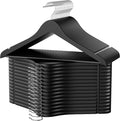 StorageWorks Black Wooden Hangers 30 Pack, Heavy Duty Wood Hangers for Closet, Clothes Hangers for Coats, Shirts, Pants, Suits