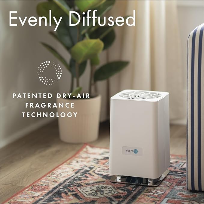 ScentAir Whisper Home | White Diffuser Machine, Scents up to 800 Sq. Ft Room, Compatible with Alexa & Google, WiFi & Bluetooth Enabled - ScentAir Cartridge White Tea & Fig