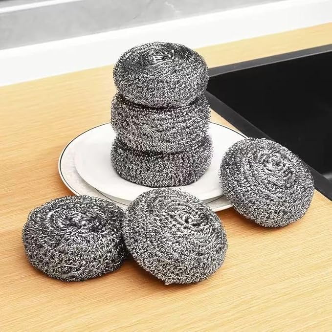 Aikcks 6-Piece Stainless Steel Sponge Scrubber - A Flexible Stainless Steel Velvet Scrubber for Cleaning Tableware, Kitchens, bathrooms, POTS, Pans, Grills and Sinks