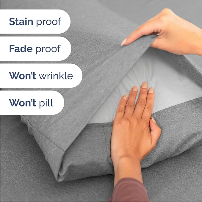 Cal King 6 Piece Sheet Set - Comfy Breathable & Cooling - Soft Hotel Luxury Bedding Set w/ 8-16 Inch Deep Pockets - 1 Flat & 1 Fitted Sheet & 4 Pillowcases - Wrinkle Free & Easy Care - Heathered Grey