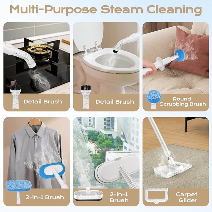 Steam Mop All-in-one with 13 Accessories for Hardwood,Tiles & Carpet