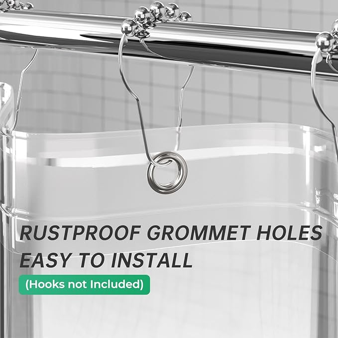 AmazerBath Long Stall Shower Curtain 36x84 Inches, Walk in Shower Curtain Plastic, Clear Shower Stall Curtain Heavy Duty Thick PEVA, Narrow Curtain with 2 Weighted Stones and 6 Grommet Holes