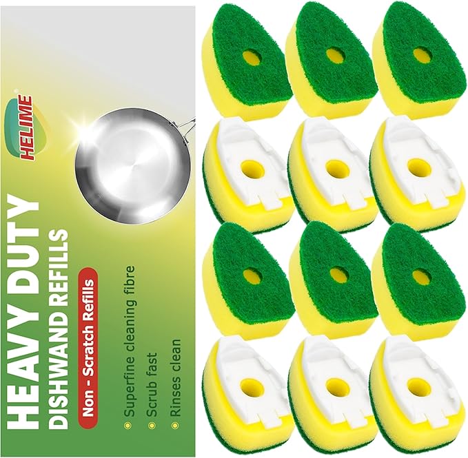 Dish Wand Refills Sponge Head with Hole,Non Scratch Dishwand Refill Heavy Duty Replacement Head,Soap Control Dispensing Scrubbers for Kitchen,Pans,Dishwasher Tools,Compatible Sponges Scrub with Handle