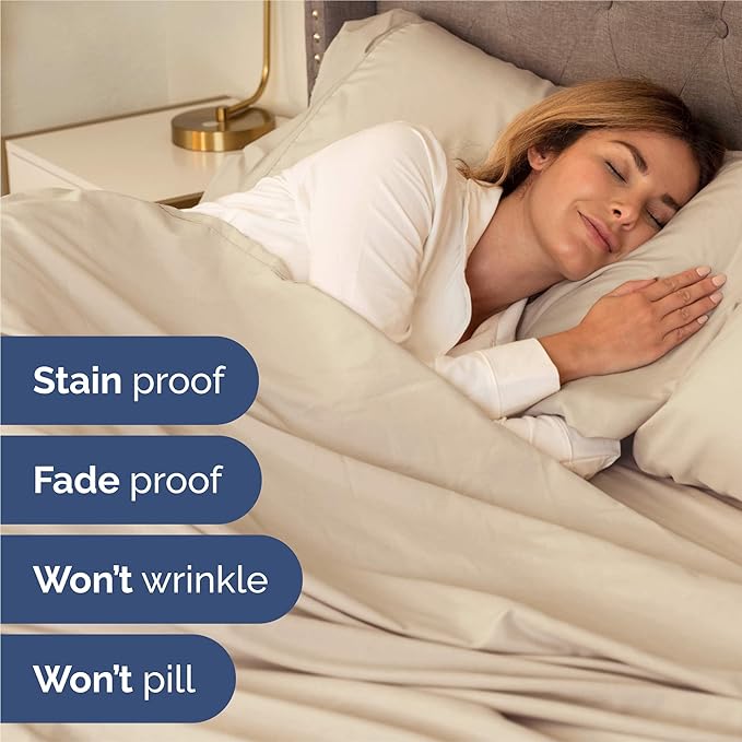 Twin XL 4 Piece Sheet Set - Comfy Breathable & Cooling - Ultra Soft Hotel Luxury Bedding Set w/ 8-16 Inch Deep Pockets - 1 Flat & 1 Fitted Sheet & 2 Pillowcases - Wrinkle Free and Easy Care - Wheat