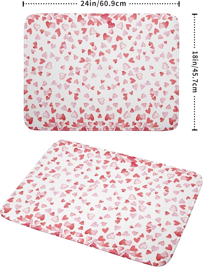 Valentine’s Day Dish Drying Mat for Kitchen Counter 24x18 Inch Watercolor Love Drying Mat with Absorbent Reversible Microfiber Pink Dish Drainer Mats Rack Pad for Coffee Countertop Protector