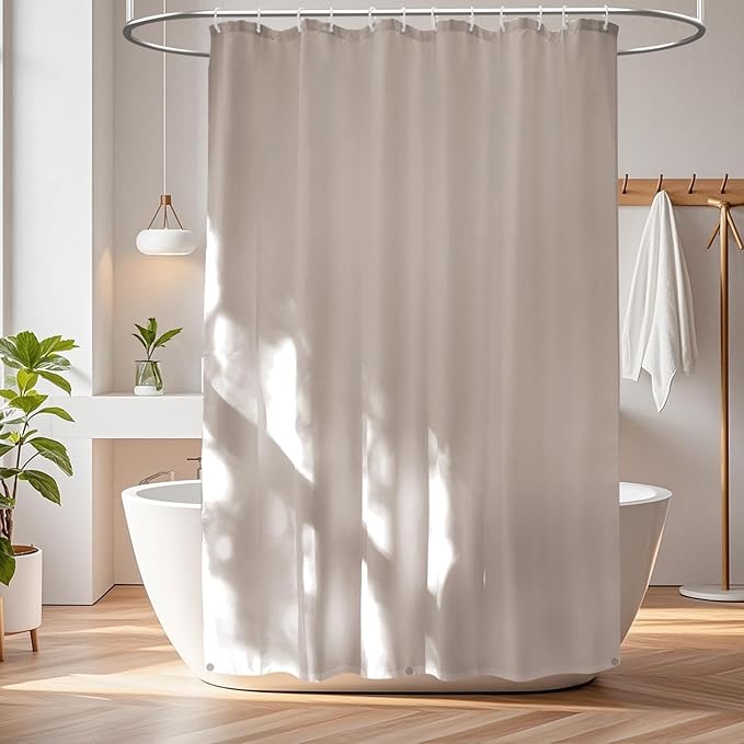Waterproof Fabric Shower Curtain Liner with 3 Weighted Magnets, 72 x 84 inch Extra Long Khaki Cloth Shower Liner Machine Washable, Hotel Quality Lightweight Tall Shower Curtain for Bathroom