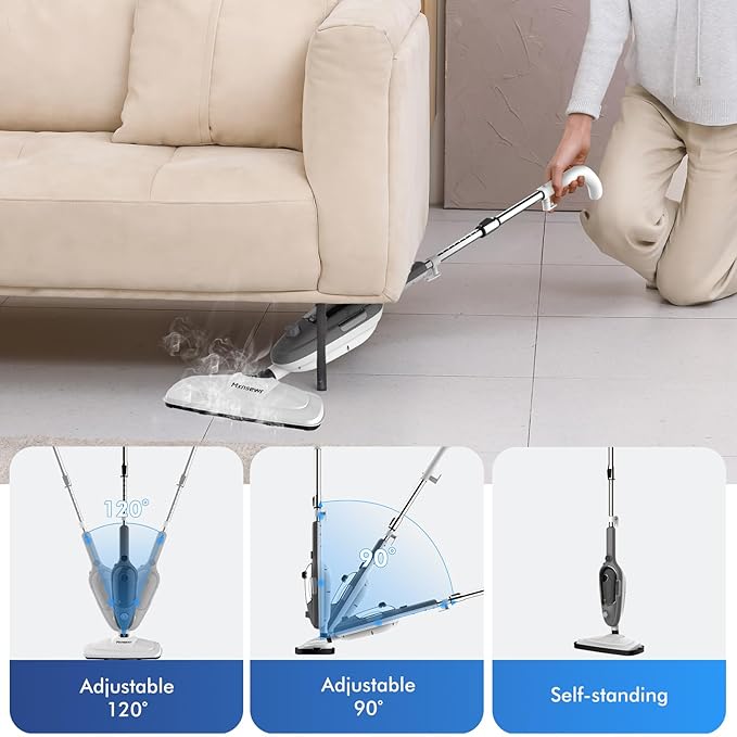 Steam Mop - All-in-one Powerful Handheld Steam Cleaner Detachable Floor Steamer with 11 Accessories, MultiPurpose Steamer for Hardwood Floors, Clothes,Windows,Tiles,Carpet, Whole Home Use,Grey