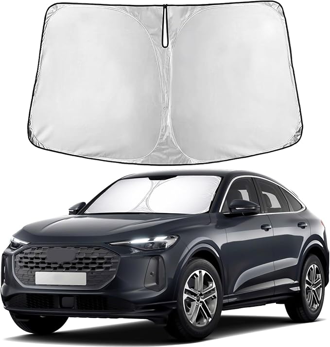 EcoNour Windshield Sun Shade Compatible for Audi Q5 2018–2025 | Luxury SUV Front Window Sunshade | Foldable Sun Visor Protector | Blocks UV Rays & Keeps Cabin Cool