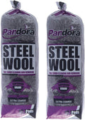 Pandora Steel Wool #3 – Extra Coarse Grade, 32 Pads for Tough Cleaning and Removing - Metal Strands - Ideal to Remove Rust, Grime, and Stubborn Stains