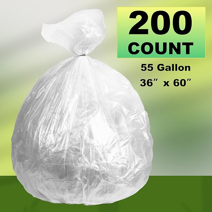 Trash Can Liner - Wholesale 200 Count Garbage Bags on Perforated Roll 55 Gallon Multipurpose for Office Bathrooms Business Home Commercial and Industrial Needs