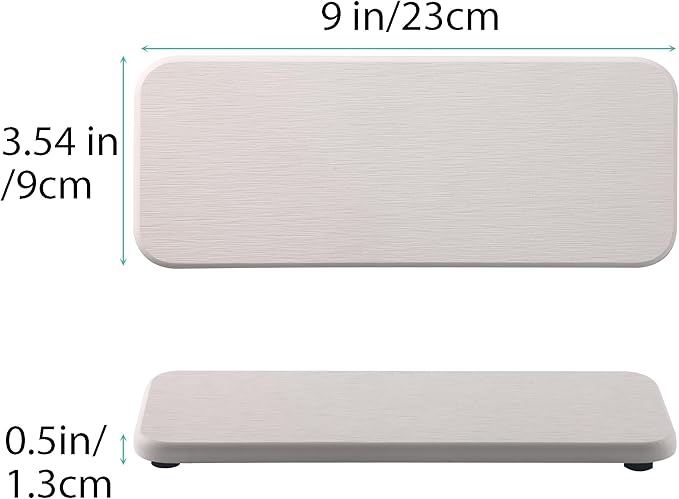 NiuYichee 2 Pcs Water Absorbing Stone Trays, Kitchen/Bathroom Sink Soap Dish, Diatomite Tray Used for Hand Soap & Cosmetic Bottles in The Modern Home, 3.54" W x 9" L, White