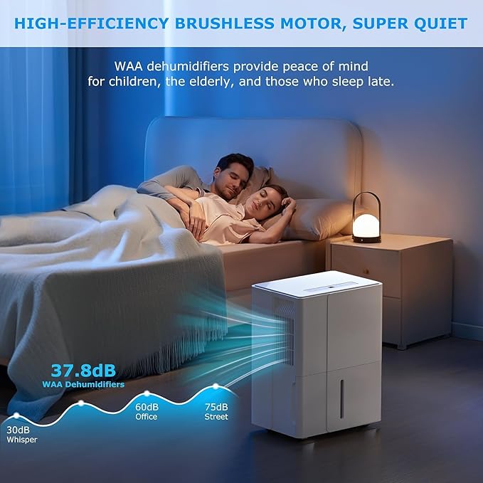 ZAFRO 55 Pint（max） 2500 Sq Ft Dehumidifier, Portable Dehumidifier with Drain Hose & Dry Clothes Mode, 38.7dB Ultra Quiet for Home, Large Room, Basement, Garage, Bathroom, Bedroom with Washable Filte