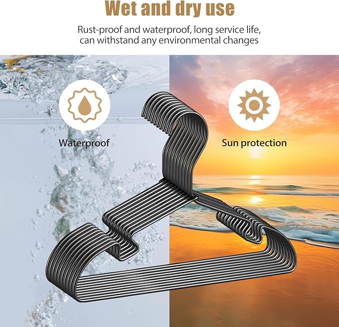 20-Pack Black Aluminum Hanger, 12.6-inch Kids Baby Hangers, Sturdy Metal Kids Hangers for Wardrobe, Space-Saving Toddler Hanger