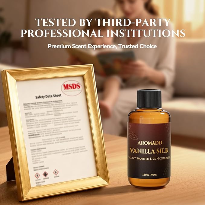 AROMADD Vanilla Silk Diffuser Oil Inspired by Luxury Hotel Scent 3.38 Fl Oz (100ml), Aroma Diffuser & Hotel Fragrance Diffuser Oil, Essential Oil Diffuser for Aromatherapy, Long-Lasting