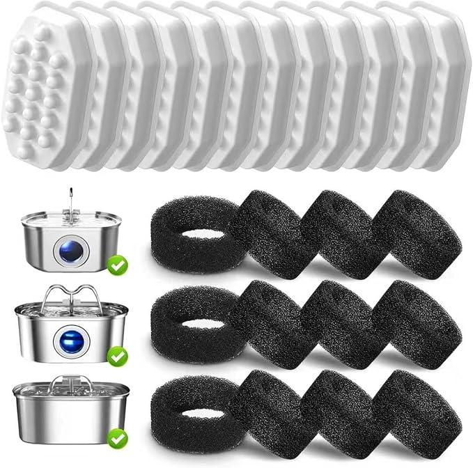 12 Count Replacement Filters for 3.2L/108oz Automatic Pet Water Fountain, Cat Fountain Filter Accessories for Clean Drinking Water