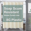 AmazerBath Plastic Shower Curtain Liner, 72 x 72 Inches EVA 8G Heavy Duty Beige Waterproof Weighted Thick Bathroom Curtain with 3 Clear Weights and 12 Rustproof Grommet Holes