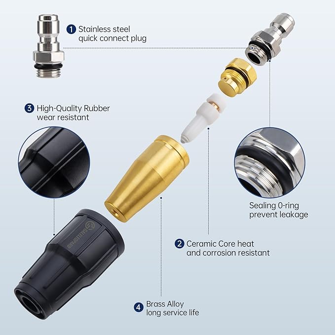 GALELEOPARD Turbo Nozzle Pressure Washer, 4000 PSI Pressure Washer Tips Rotating Turbo Nozzle, 1/4" Quick Connect Pressure Washer Replacement for Cleaning Concrete, Brick Surface (4.0 GPM)
