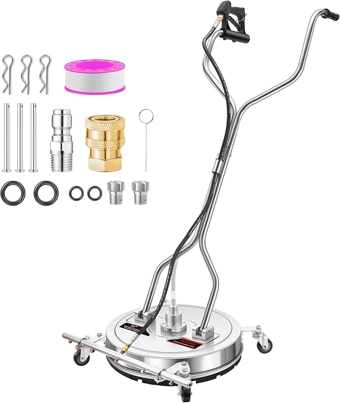 DAIMOT 20" Pressure Washer Surface Cleaner with 5 Nozzles Water Broom - Stainless Steel Surface Cleaner for Pressure Washer Attachment for Concrete, Patio, Sidewalk, Deck and Driveways, 4000 PSI