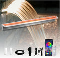 Pond Waterfall Spillway Stainless Steel Pool Fountain, APP Control LED Lighted Waterfalls Kit, Outdoor Water Flow Waterfalls Kit for Garden Patio Koi Pond Decoration-35.4"x7.8"x3.9"