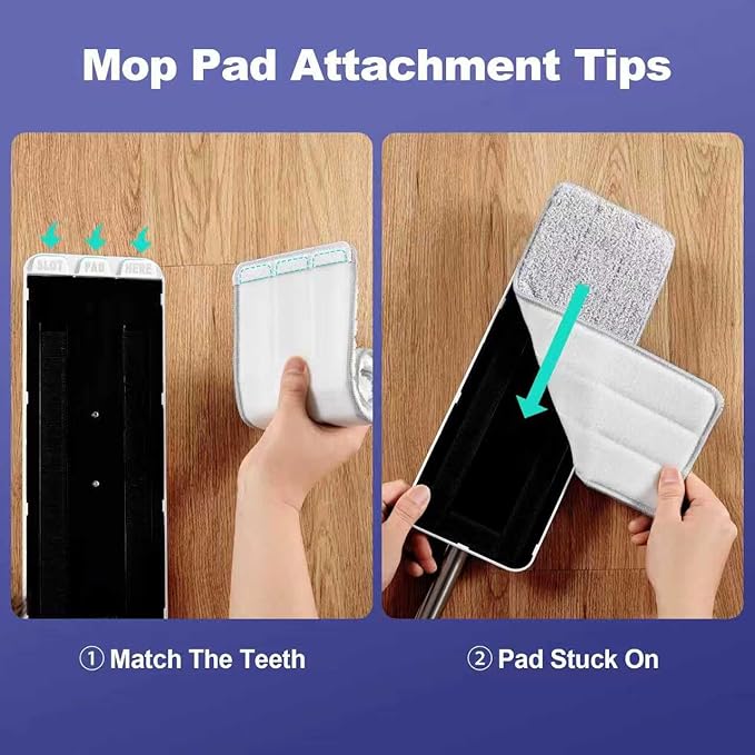 BOSHENG Mop and Bucket Set, Flat Mops for Floor Cleaning, Wall Mop with 60" Extensible Handle, Hardwood Floor Mop with 6 Microfiber Pads