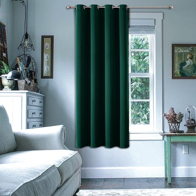 ChrisDowa Grommet Blackout Curtains for Bedroom - Thermal Insulated Room Darkening Curtains for Living Room (1 Panel Set, Forest Green,52W x 45L)