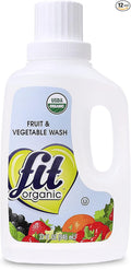 Fit Organic Produce Wash, 32 Oz. Soaker, Fruit and Vegetable Wash & Pesticide/Wax Remover, Transparent