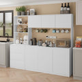 Extra Large Kitchen Pantry with Microwave Shelf, Kitchen Hutch Storage Cabinet with Countertop, Freestanding Countertop Cabinet with 3 Drawers and 3 Open Shelves, White