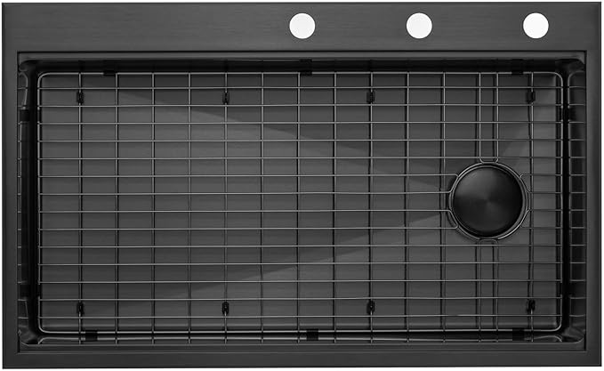 36” x 22 “ Workstation Topmount/Drop-in Nano Black Stainless Steel Sink, 16-Gauge Single Bowl with 15mm Radius, Includes Bottom Grid, Dish Rack, Colander, Strainer & Cutting Board