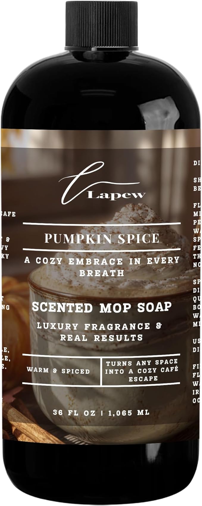 Lapew Pumpkin Spice Scented Mop Soap Concentrate 36 oz | Premium Fragranced Floor Cleaner | Streak-Free | Hard Floor Cleaning Solution | Eco Friendly | Made in USA