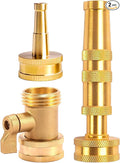 Solid Brass Heavy Duty Adjustable Twist Hose Nozzle,CM CUMIZON Jet Sweeper Nozzle, High Pressure Hose Nozzle with On-Off Valve, Leak-Free Operation 3/4" GHT Connector 3 Pack