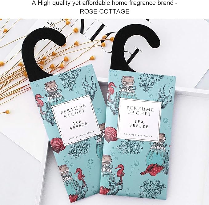 ROSE COTTAGE Large 12 Packs Sea Breeze Hanging Closet Deodorizer Air Freshener Long Lasting Scented Sachets Smell Goods for House