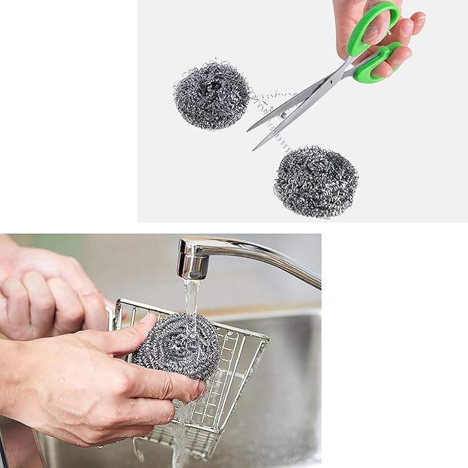 48 Pack Stainless Steel Scourers Sponges by XXJXING,Steel Wool scrubbers for stoves, pots, Cooker Hoods, etc. That are Difficult to Clean (48 Pack-10 Gram)