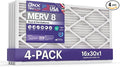 BNX TruFilter 16x30x1 Air Filter MERV 8 (4-Pack) - MADE IN USA – Dust & Pet Defense Electrostatic Pleated Air Conditioner HVAC AC Furnace Filters for Dust, Pet, Mold, Pollen MPR 600 – 700 & FPR 5