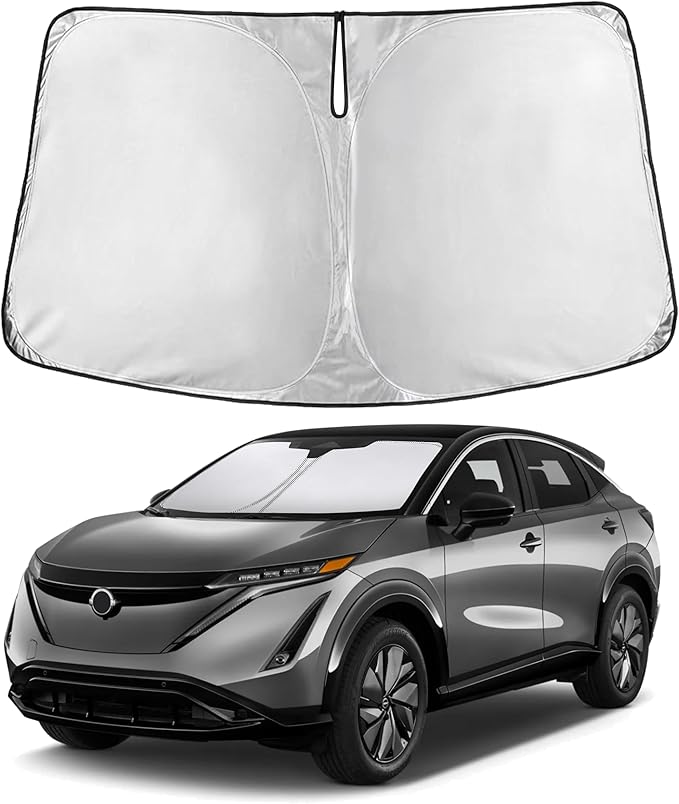 EcoNour Windshield Sun Shade for Nissan Ariya EV 2023–2025 | Front Window Sunshade | Foldable Car Sun Protector | Blocks UV Rays & Keeps Interior Cooler