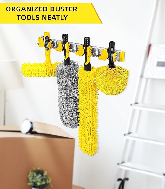 25 Foot High Ceiling Duster Kits with 5-18ft Heavy Duty Extension Pole, High Reach Duster for Cleaning,Microfiber Feather Duster,Cobweb Duster,Ceiling Fan Duster,Window Squeegee & Cleaner