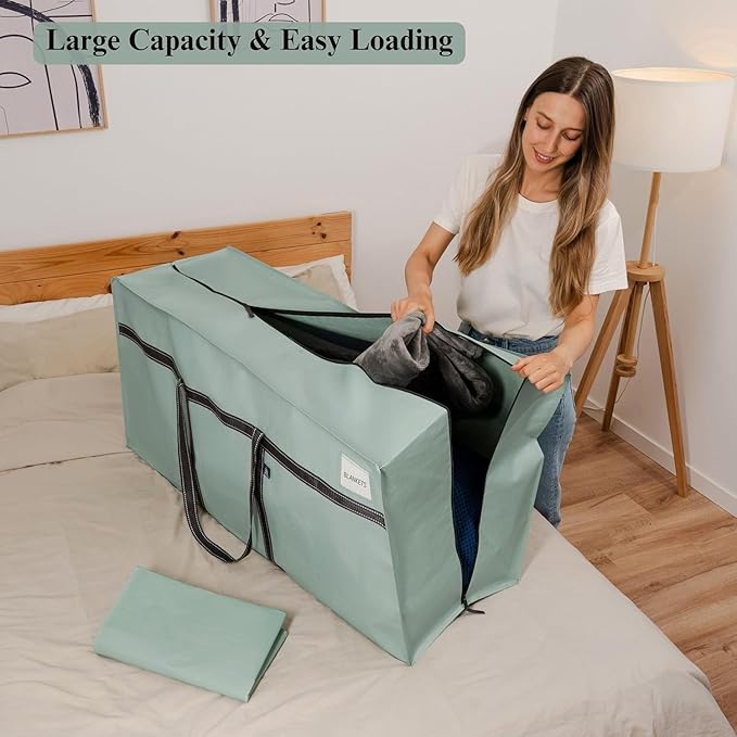 VENO 1 Pack Extra Large Moving Bags, Heavy Duty Storage, Moving Boxes, Large Storage Bins with Lids Alternative for College, Christmas Tree, Packing Supplies Essentials (Light Green Matte, 1 Pack)