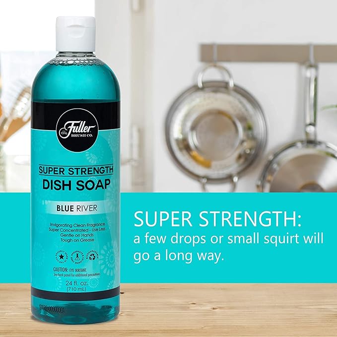 Fuller Brush Super Strength Dish Soap – Blue River – Ultra Concentrated Formula – Cuts Grease Fast, Clean Dishes, Glassware, Silverware, Pots, Pans & Surfaces – (Pack of 6)