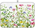 Hexteria Colorful Flowers Dish Drying Mats for Kitchen Counter 16 X 18 Inch Spring Floral Microfiber Dish Mat, Dish Drainer Mats for Countertops, Wildflower