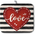 Kwlegh Valentine's Day Dish Drying Mat for Kitchen Counter 16x18 Black White Stripes Red Love Heart Dishes Drainer Mats Absorbent Dish Pad Large Dish Draining Mat for Coffee Bar
