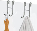 Over Shower Glass Door Hooks, 2 Pack Silver 304 Stainless Steel Shower Door Hooks, Bathroom Frameless Drilling-Free Hanger, Towel Hooks, for Bathing Suits, Robe, Towel, Squeegee, Loofah, Shaver