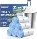 T.FORING 150 Count 2 Gallon Trash Bags Drawstring - 0.96 Mil Small Garbage Bags Unscented,7.5 Liter Heavy Duty Wastebasket Can Liners for Home Bathroom Office Bulk