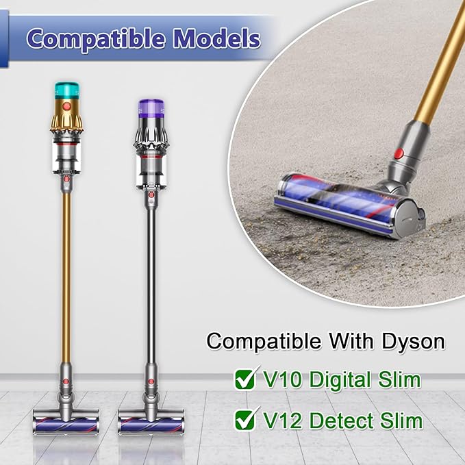 Garbage fighter Quick-Release Vacuum Attachments Cleaner for Dyson V12 Detect Slim Cleaner Replacement Part Electric Head for Hardwood Floor Carpets