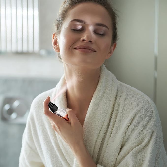 Nuogo 50 Pieces Mini Glass Spray Bottles Bulk 4 Oz Fine Mist Glass Bottles with Funnel Dropper and Cleaning Brush Refillable for Essential Oils, Perfumes and Aromatherapy(Transparent)